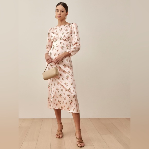 Reformation Dresses Reformation Arklow Floral Silk Midi Dress